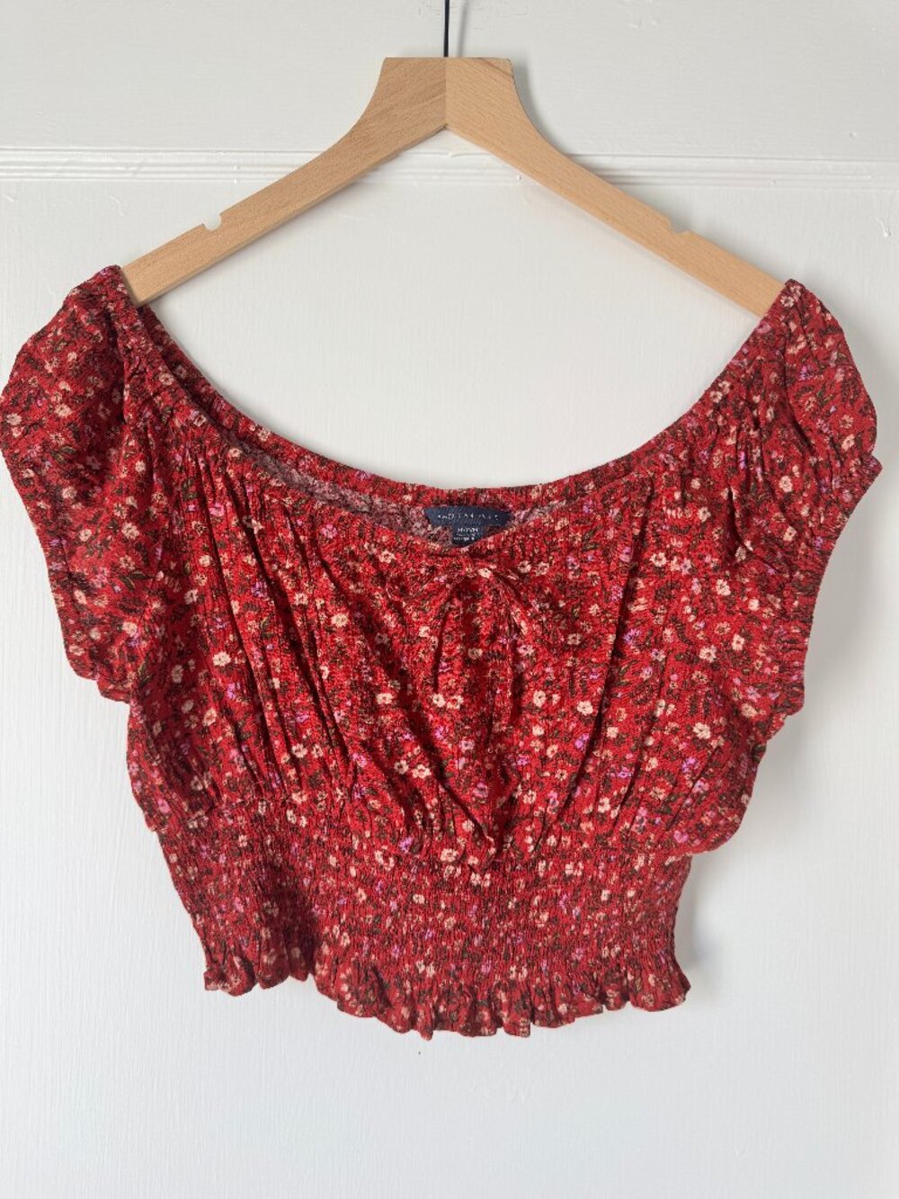 American Eagle Red Ditsy Floral Top - M